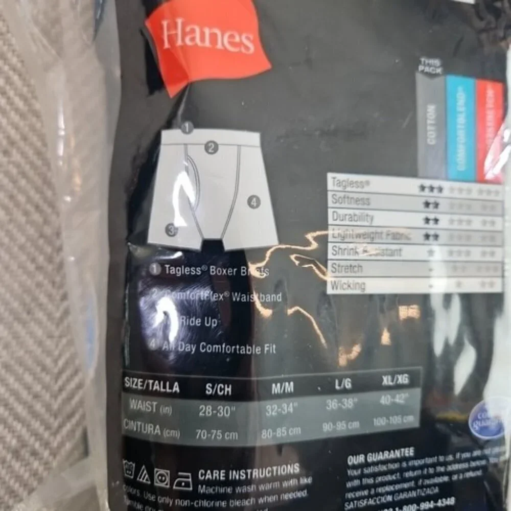 HANES‎ Boxer Briefs Men's M 32-34 Assorted Tagless Comfort Flex 4 Pack J742B4